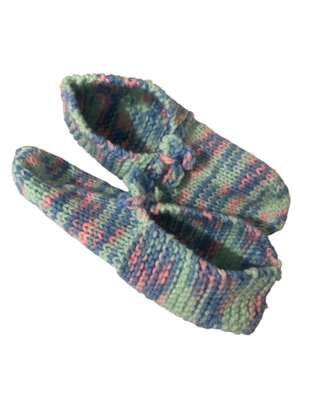 Handmade Knit Booties in Pastel Blue, Pink & Mint Girls size 5.5
